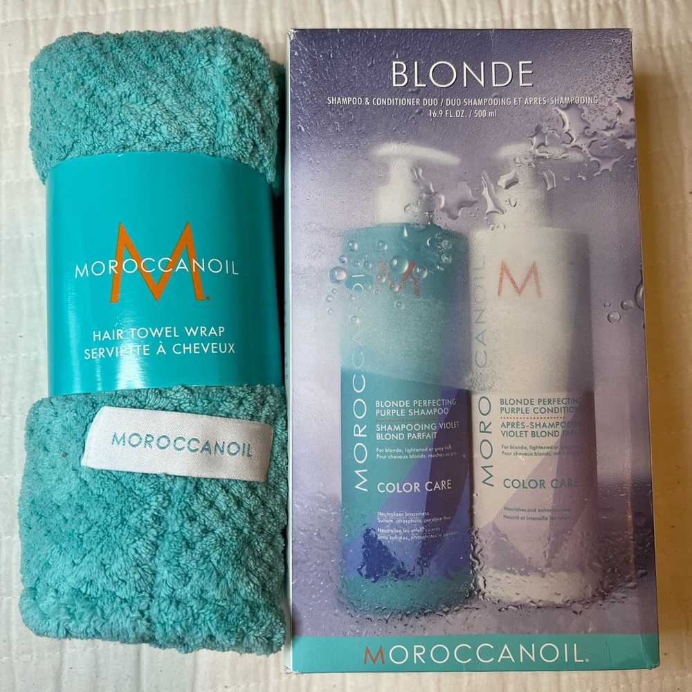 Moroccanoil Perfecting Blonde Shampoo&Conditioner Duo16.9FL,OZ./500ml HairTowel